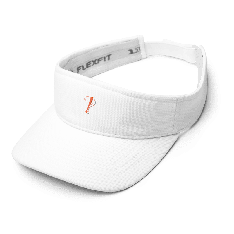 What Comes Next ambassador visor with the !? mark